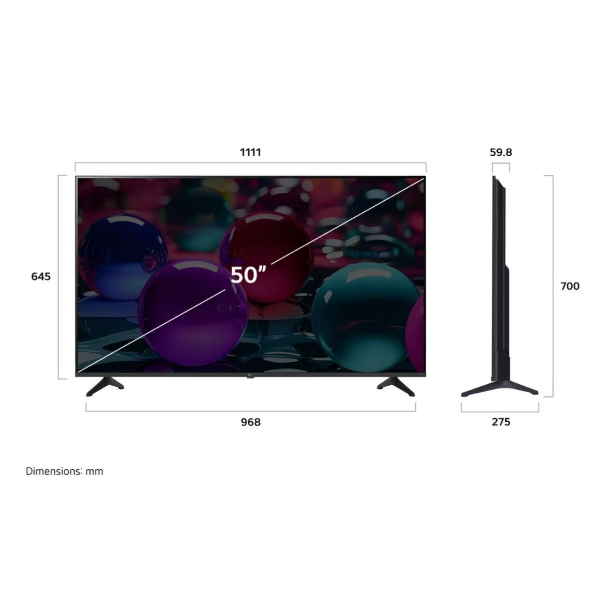 LG - Televisor LG 50″ 4K Ultra HD Smart TV 50UA7300PSB 2025 con Control Magic + WebOS