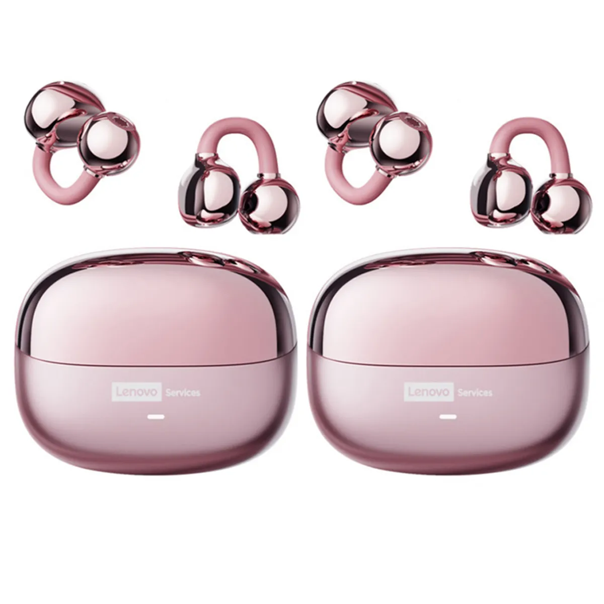 LENOVO - Set 2 De Audífonos Lenovo Clip MAX LE06 TWS  Bluetooth 6.0 - Rosa