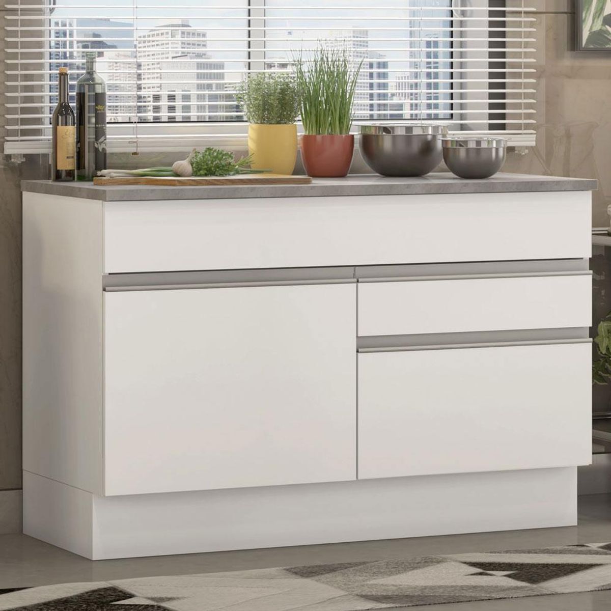 MADESA - Mueble de Cocina Glamy 120 cm - Mostrador para Lavadero con Encimera