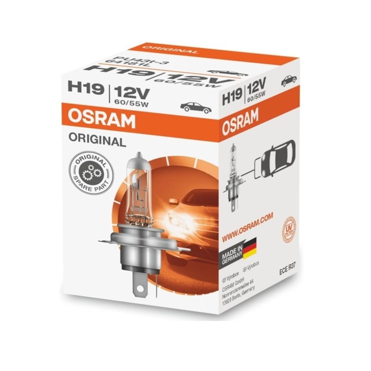 OSRAM - Foco H19 Halógeno 12V 6055W PU43t-3