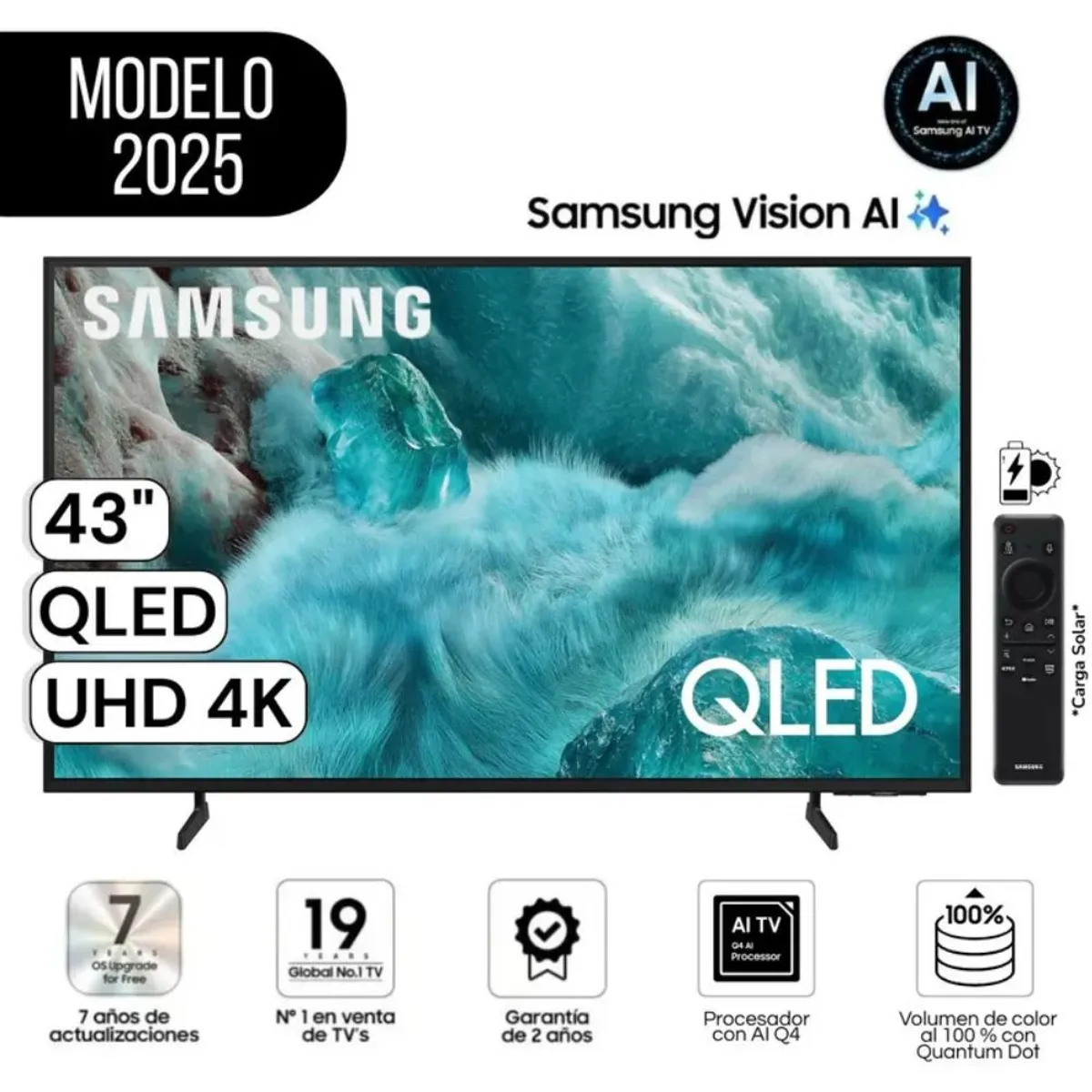SAMSUNG - Televisor Smart TV Samsung 43 QLED QN43Q7FAAGXPE  Q7F Vision AI 2025