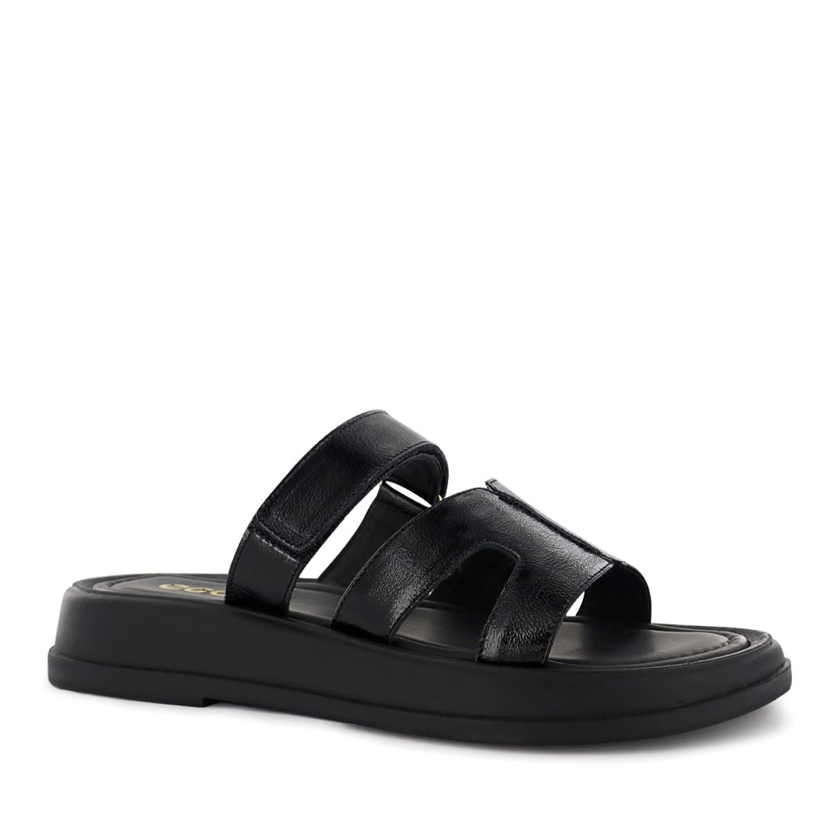 ECCO - Sandalias Cuña Ecco Cuero Charol Mujer Beth02 Negro