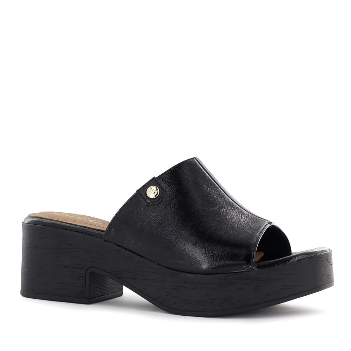 ECCO - Sandalias con Taco Ecco Cuero Charol Mujer Dome02 Negro