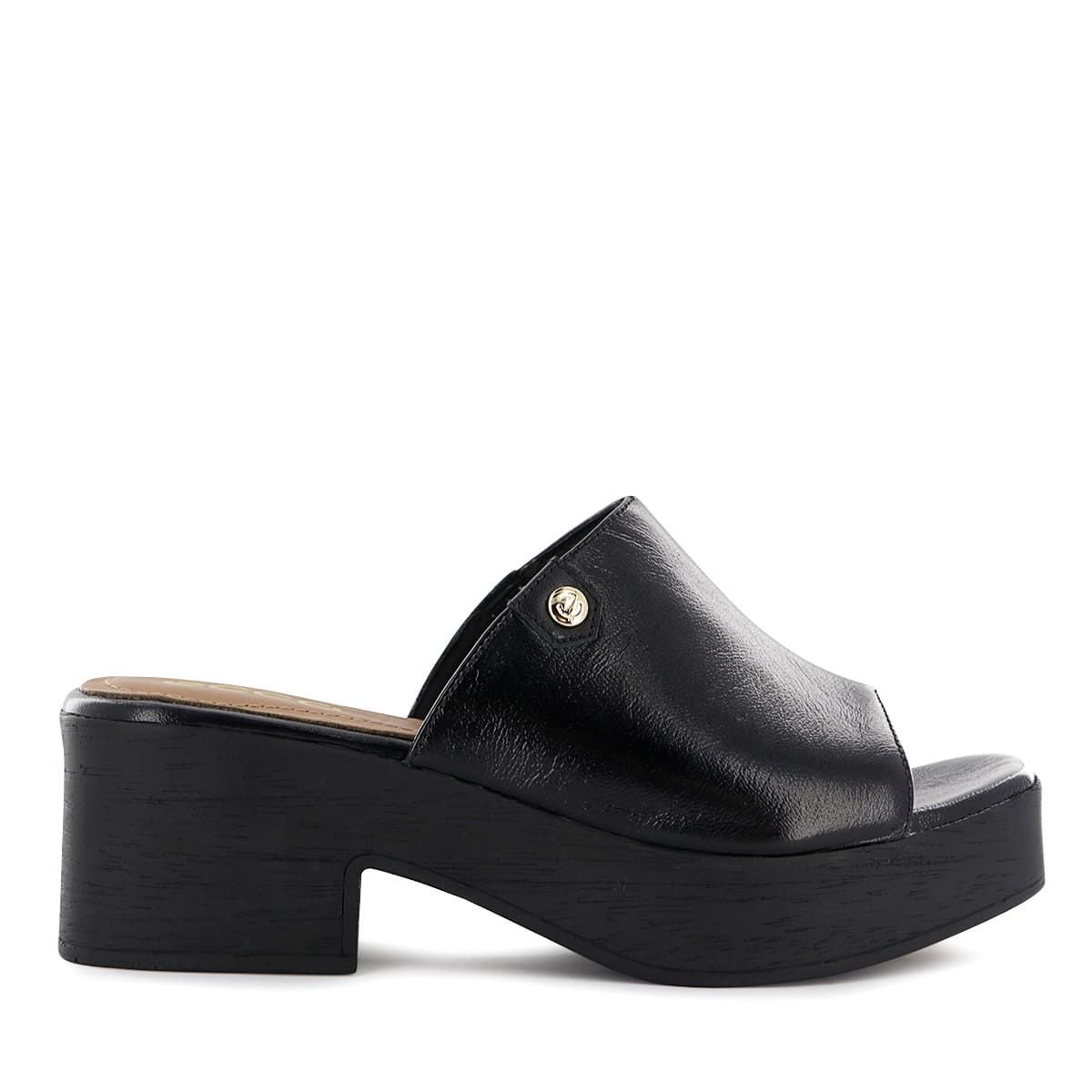 ECCO - Sandalias con Taco Ecco Cuero Charol Mujer Dome02 Negro