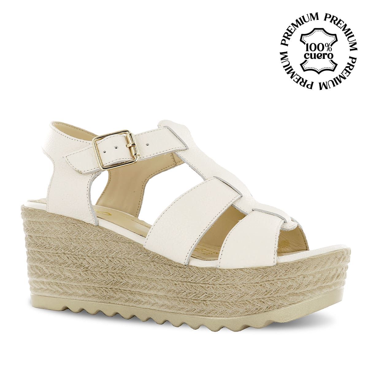 ECCO - Sandalias Cuña Ecco Cuero Mujer Tifa03 Marfil