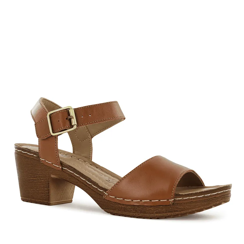 ECCO - Sandalias con Taco Ecco Cuero Mujer Mika04 Caramelo