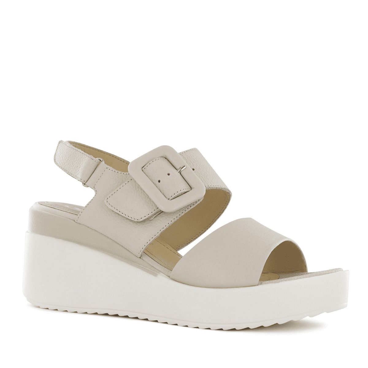 ECCO - Sandalias Cuña Ecco Cuero Mujer Jaspe10 Ostra