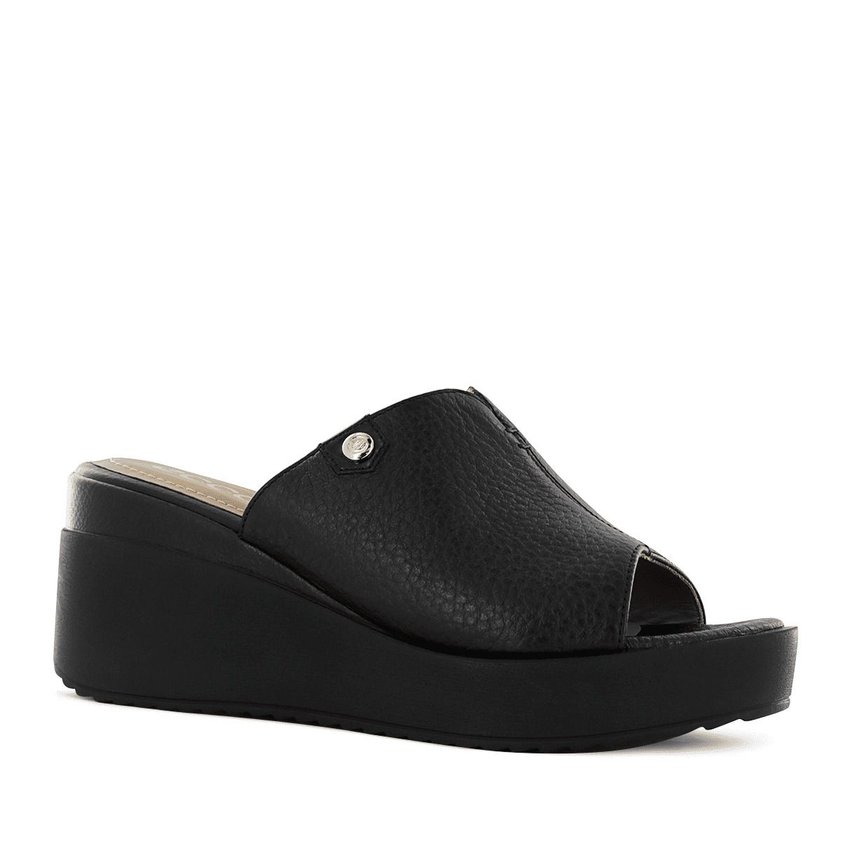ECCO - Sandalias Cuña Ecco Cuero Mujer Jaspe08 Negro