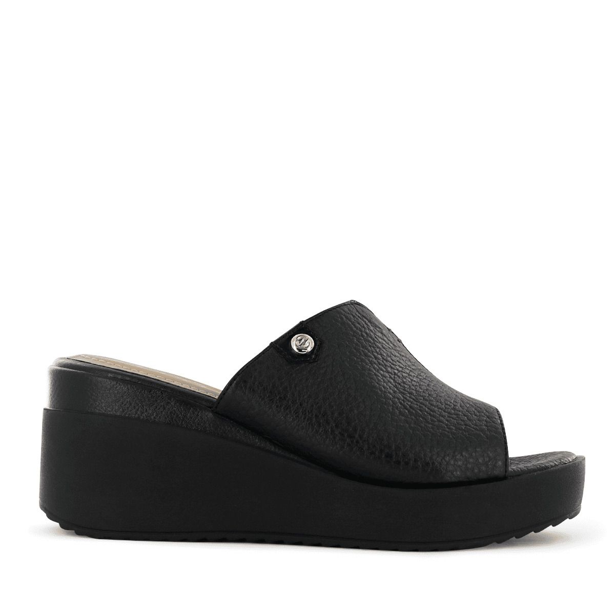 ECCO - Sandalias Cuña Ecco Cuero Mujer Jaspe08 Negro