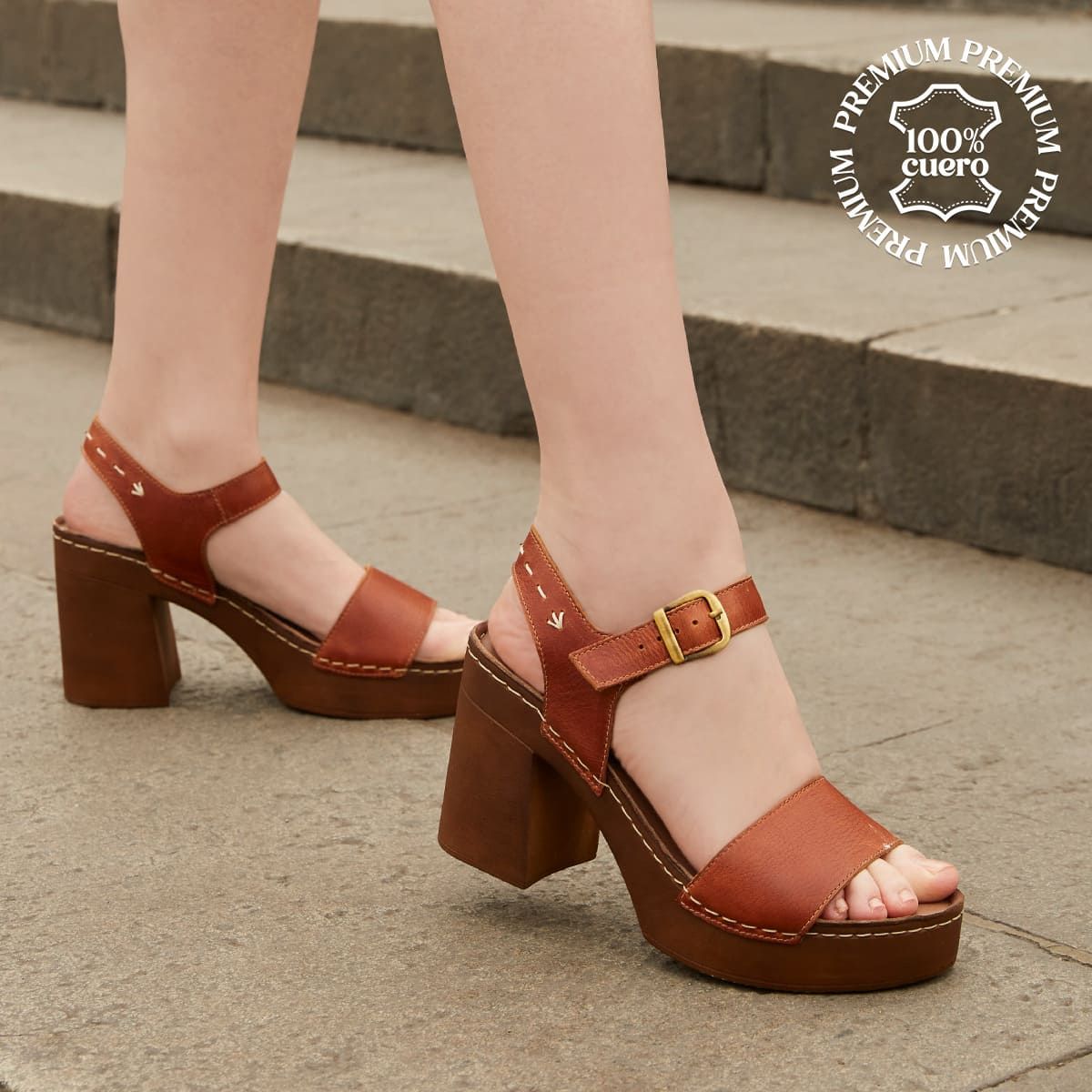 ECCO - Sandalias con Taco Ecco Cuero Mujer Triana07 Cobre