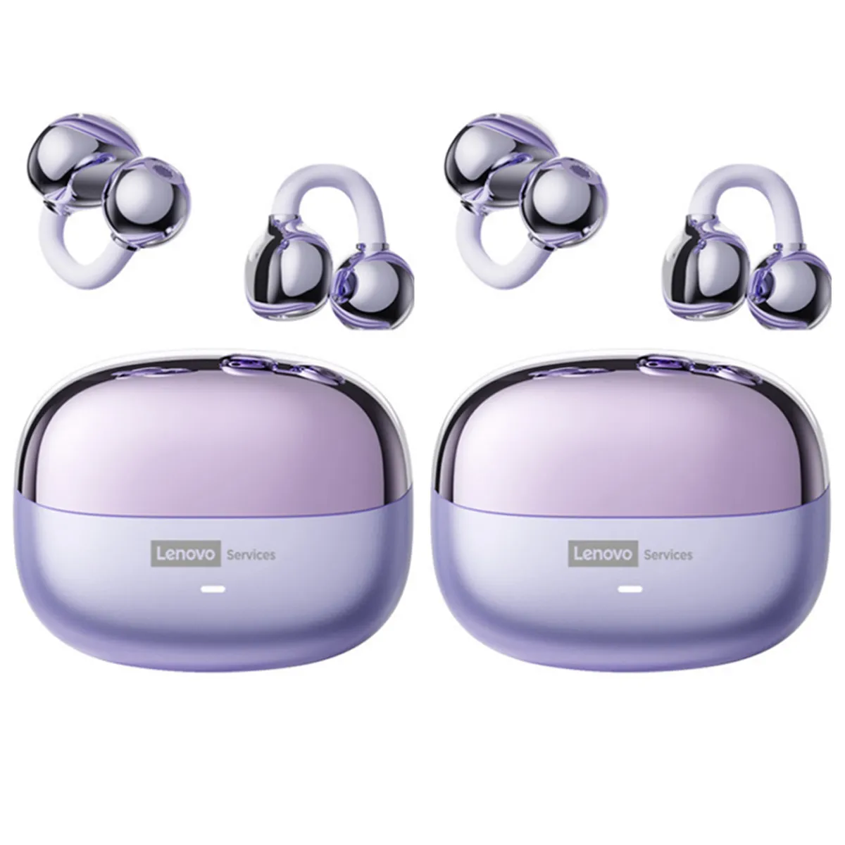 LENOVO - Set 2 De Audífonos Lenovo Clip MAX LE06 TWS  Bluetooth 6.0 - Morado