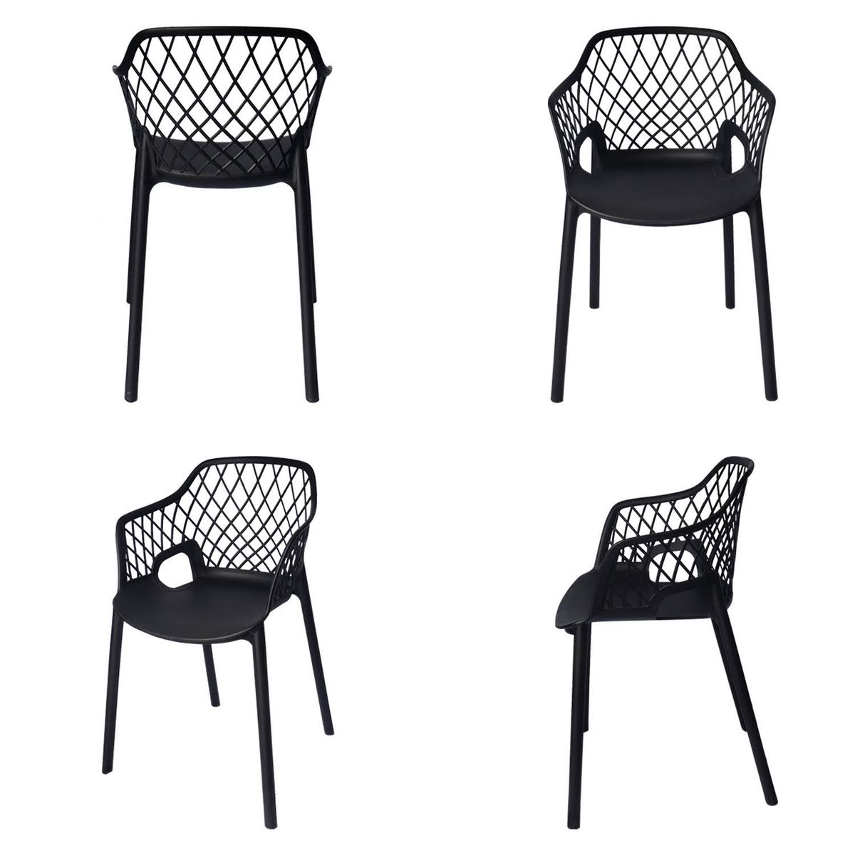 ARKIMUEBLES - Silla de polipropileno modelo Tessa negro - set x 4 sillas