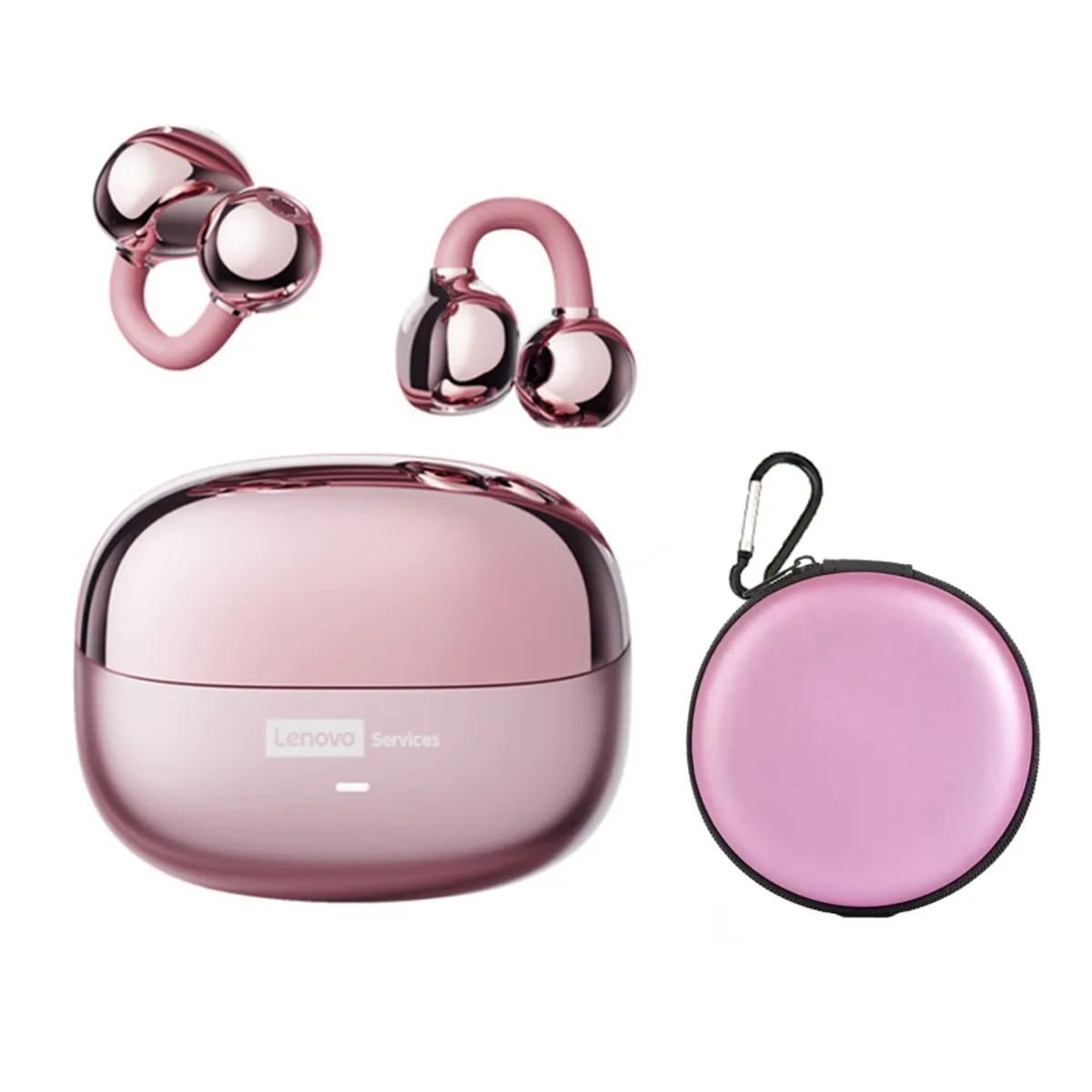 LENOVO - Audífonos Lenovo Clip MAX LE06 TWS  Bluetooth 6.0 - Rosa y Estuche