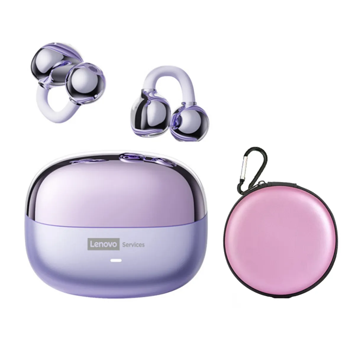 LENOVO - Audífonos Lenovo Clip MAX LE06 TWS  Bluetooth 6.0 - Morado y Estuche