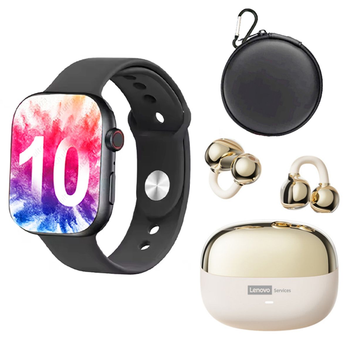 LENOVO - Audífonos Lenovo LE06 Blanco Bluetooth y S10 B Reloj inteligente y Bag