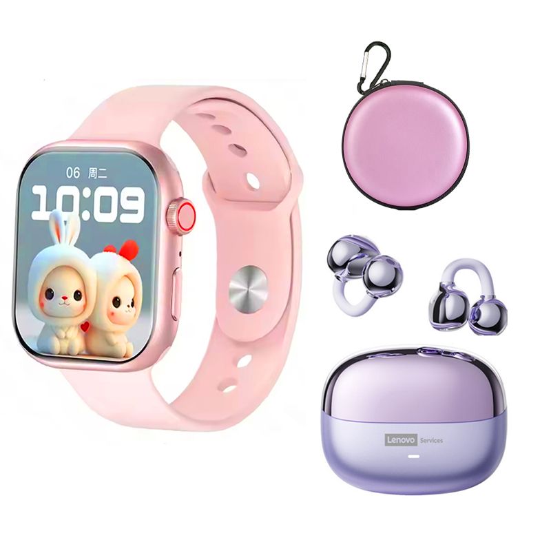 LENOVO - Audífonos Lenovo LE06 Morado Bluetooth y S10 P Reloj inteligente y Bag