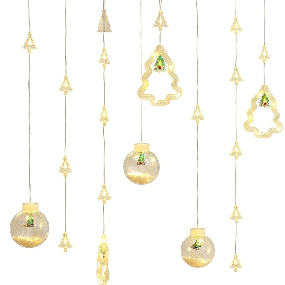 PANADECOR - Luces Cascada Ambar Esferas Y Arboles