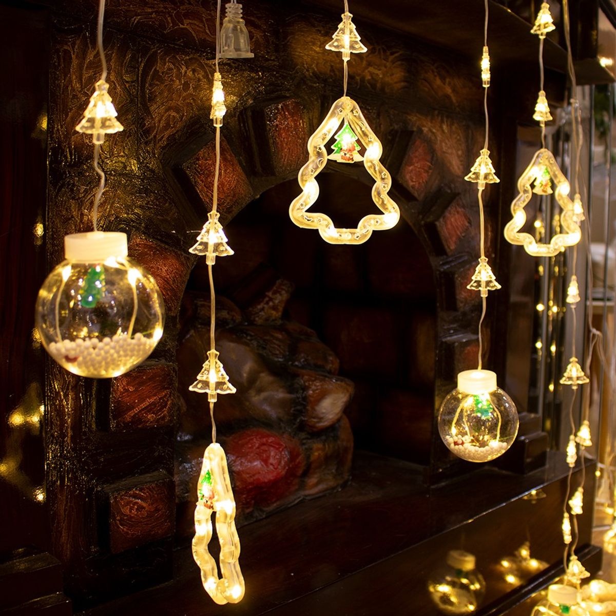 PANADECOR - Luces Cascada Ambar Esferas Y Arboles