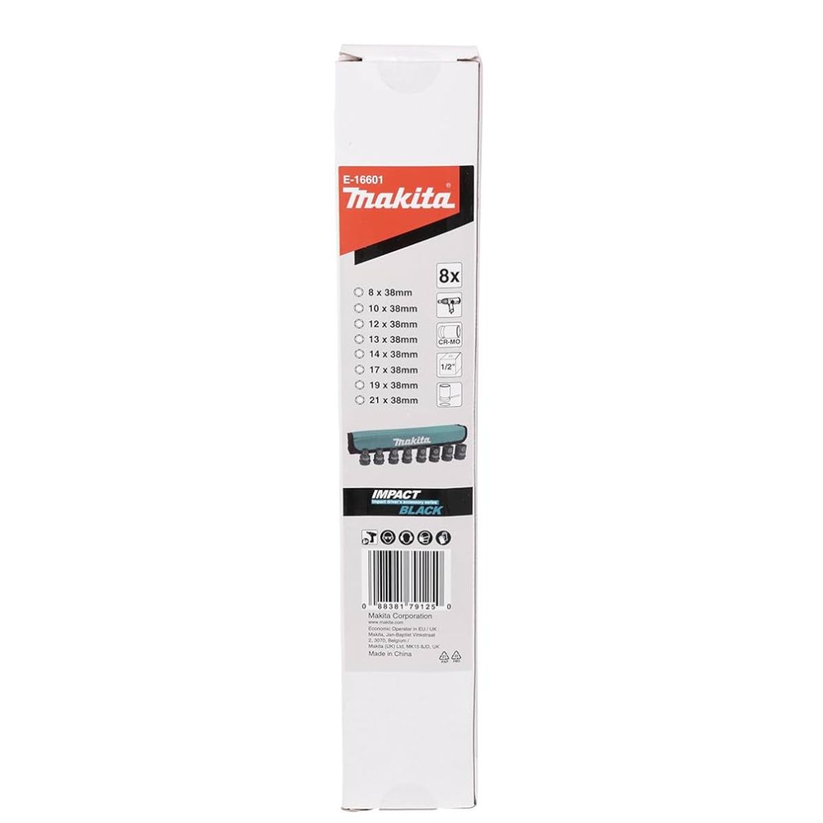 MAKITA - Jgo. Dados Impacto Encastre 1/2" x 8 Pzas Makita E-16601
