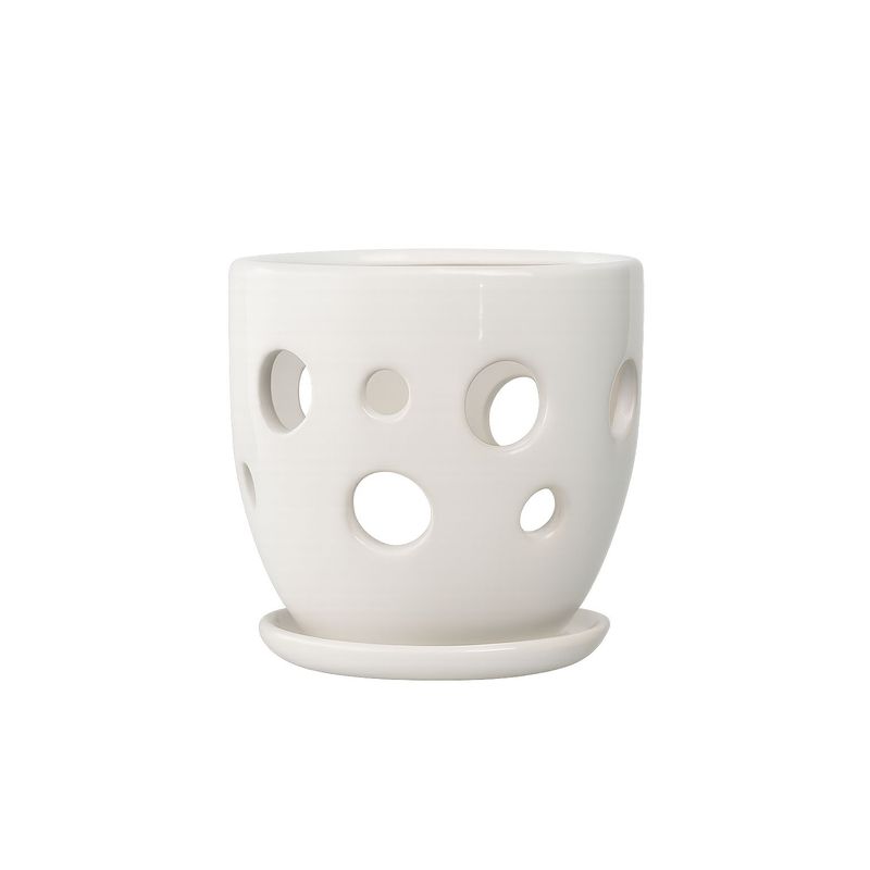 GENERICO - Maceta de cerámica blanca para orquídea