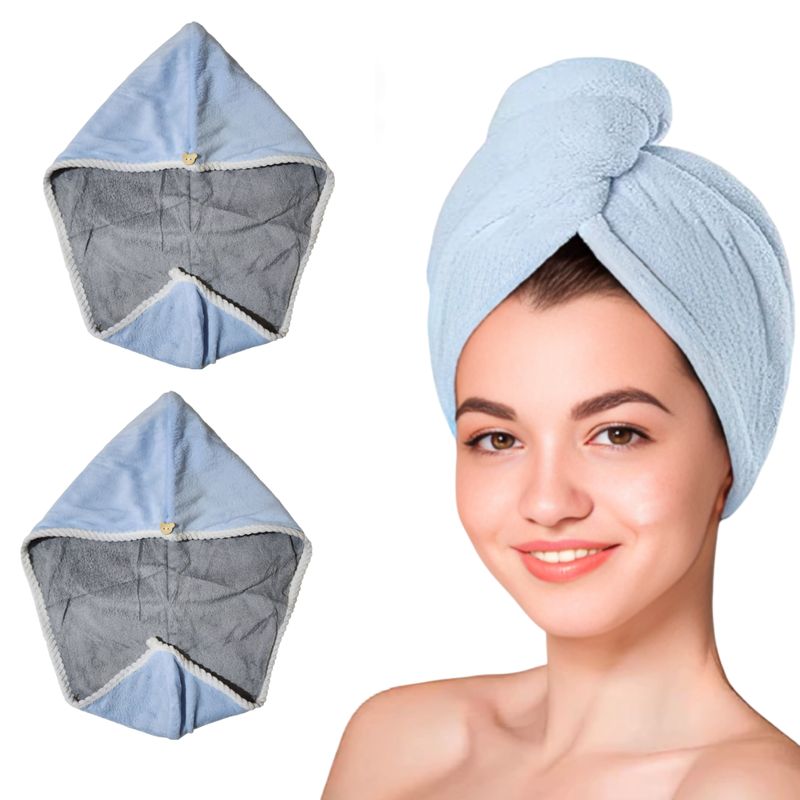 GENERICO - Pack x2 Toallas rosadas microfibra para cabello - Azuñ