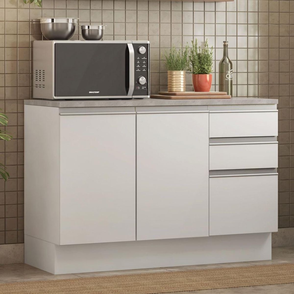 Mueble de Cocina Glamy 120 cm - Mostrador para Lavadero con Encimera, marca MADESA - Foto Principal