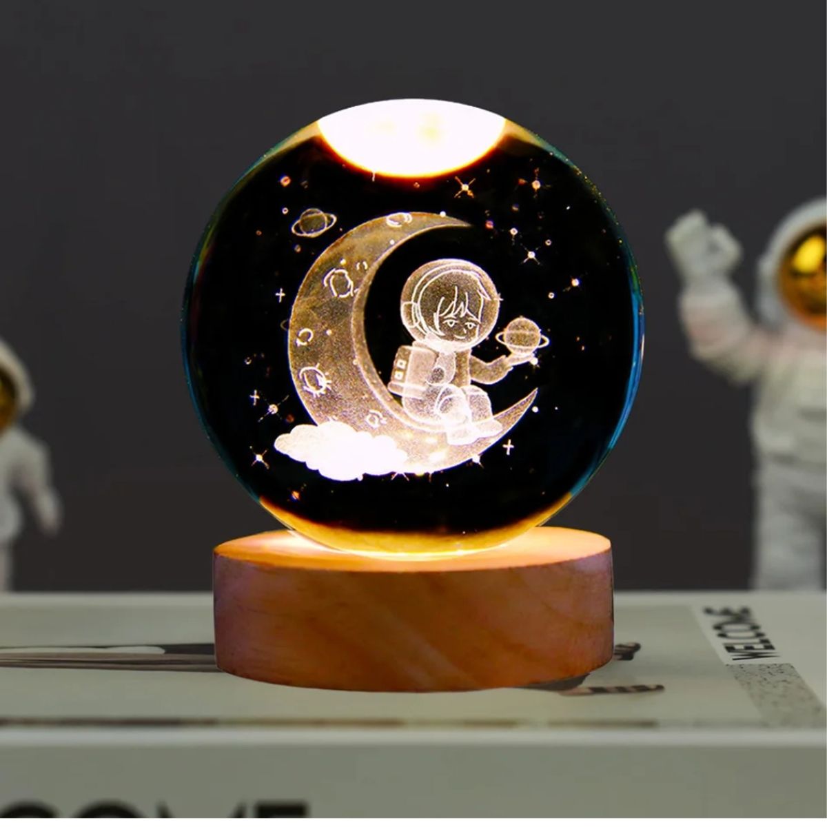 GENERICO - Lámpara Decorativas  De Cristal 3D- Luna