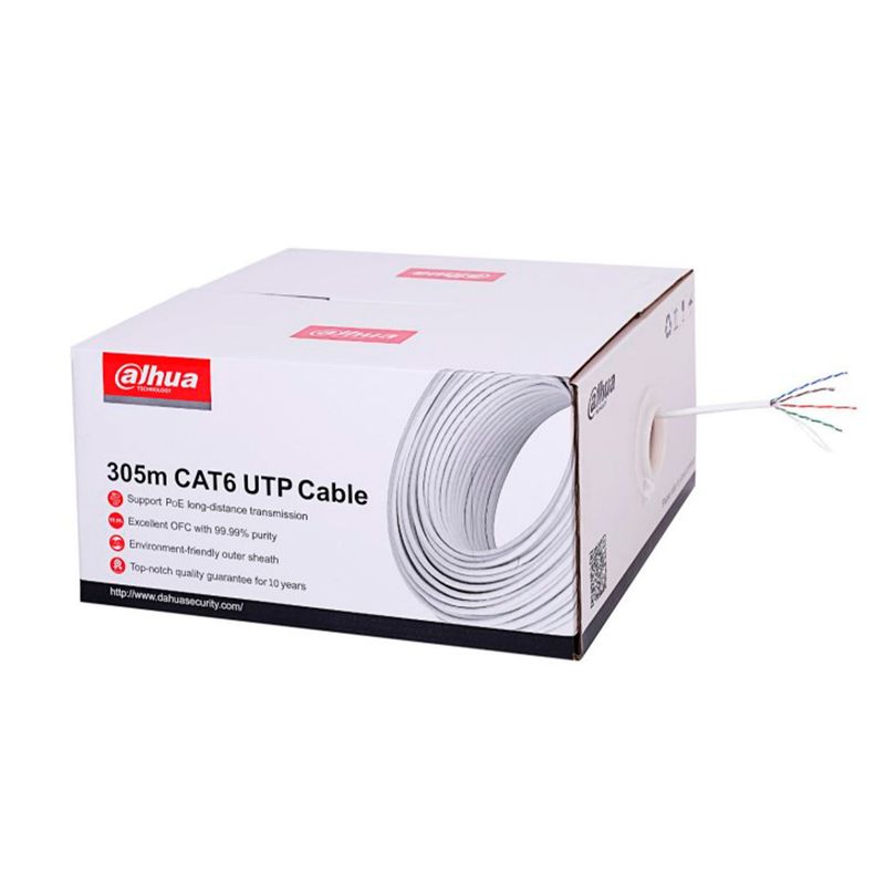 DAHUA - CABLE UTP DAHUA PFM920 CAT6 PARA EXTERIOR 305M BLANCO PN DH-PFM920-6UN