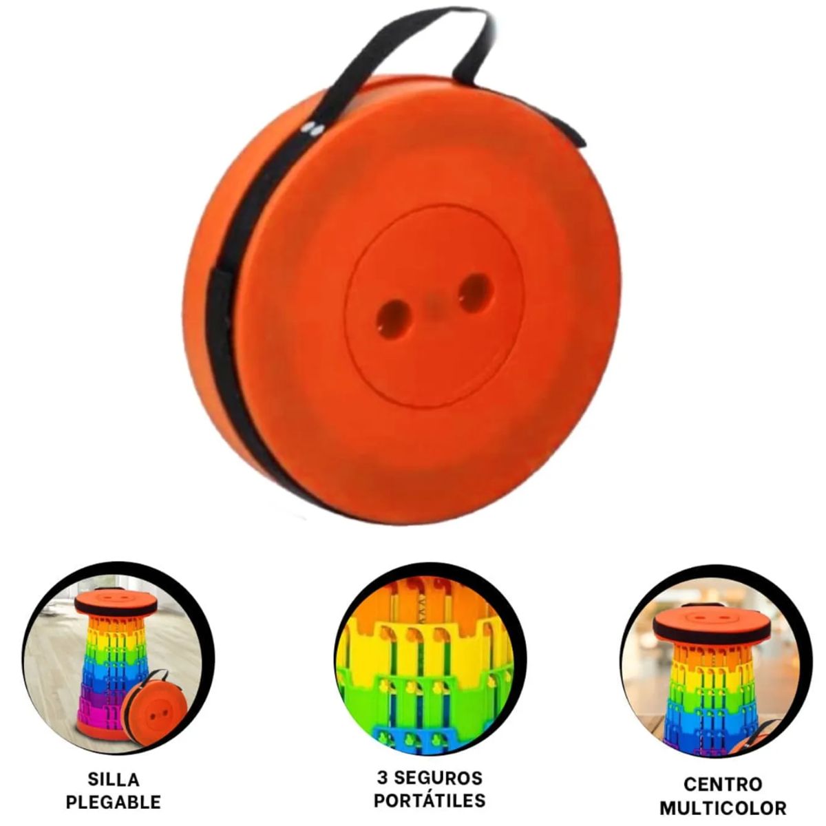 GENERICO - Silla Plegable Con 3 Seguros Con Centro Color Multicolor - Aleatorio