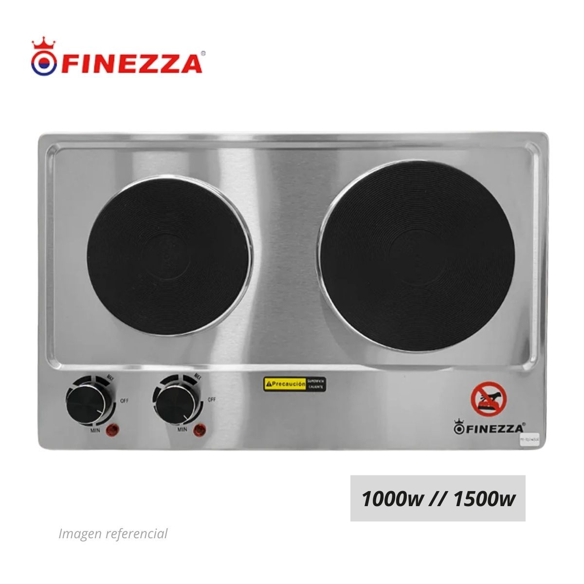 FINEZZA - Cocina Eléctrica Finezza 2 Hornillas de Acero Inoxidable