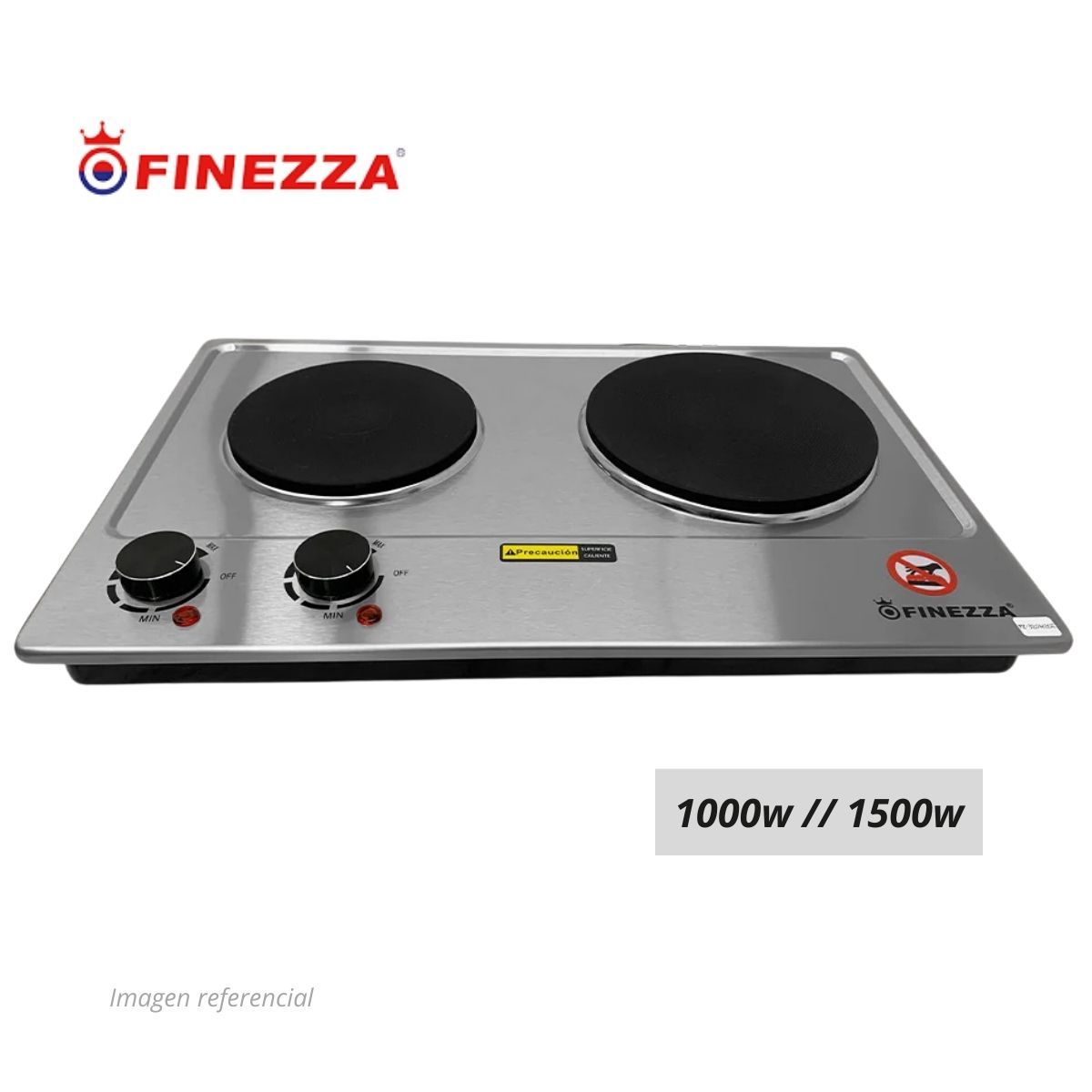 FINEZZA - Cocina Eléctrica Finezza 2 Hornillas de Acero Inoxidable