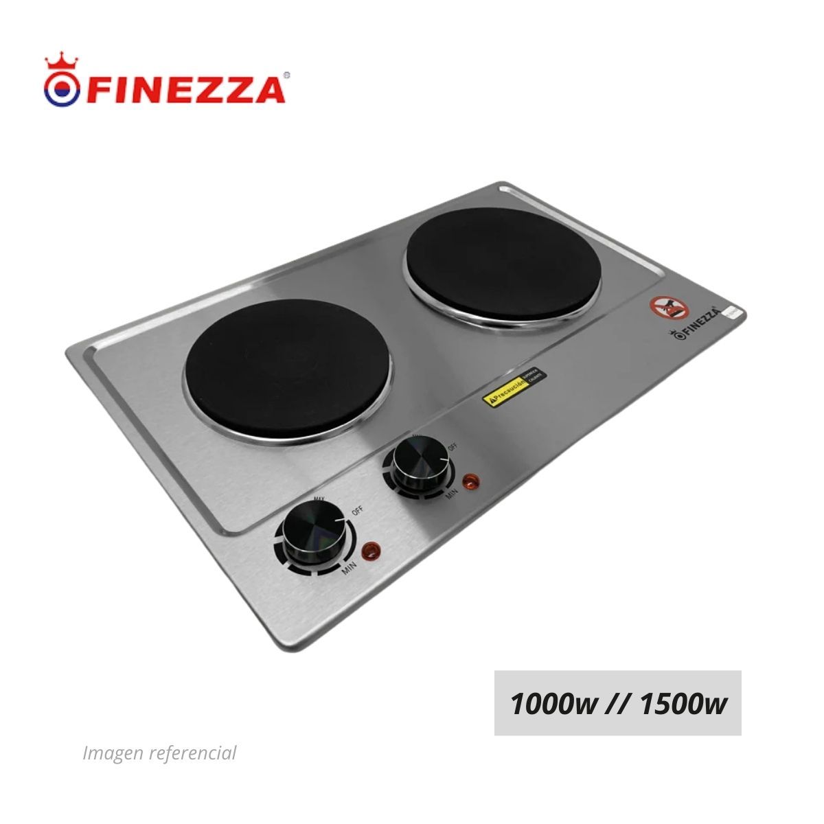 FINEZZA - Cocina Eléctrica Finezza 2 Hornillas de Acero Inoxidable
