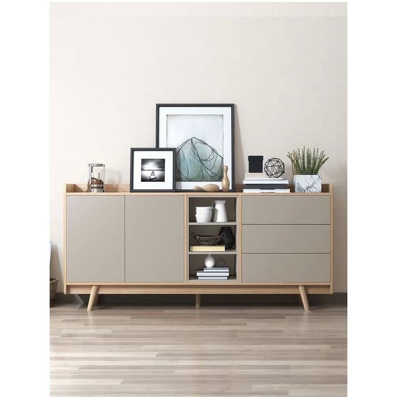 TU MESITA - Aparador Moderno Karol 2 Puertas 3 Cajones Color Duna/Taupe TU MESITA