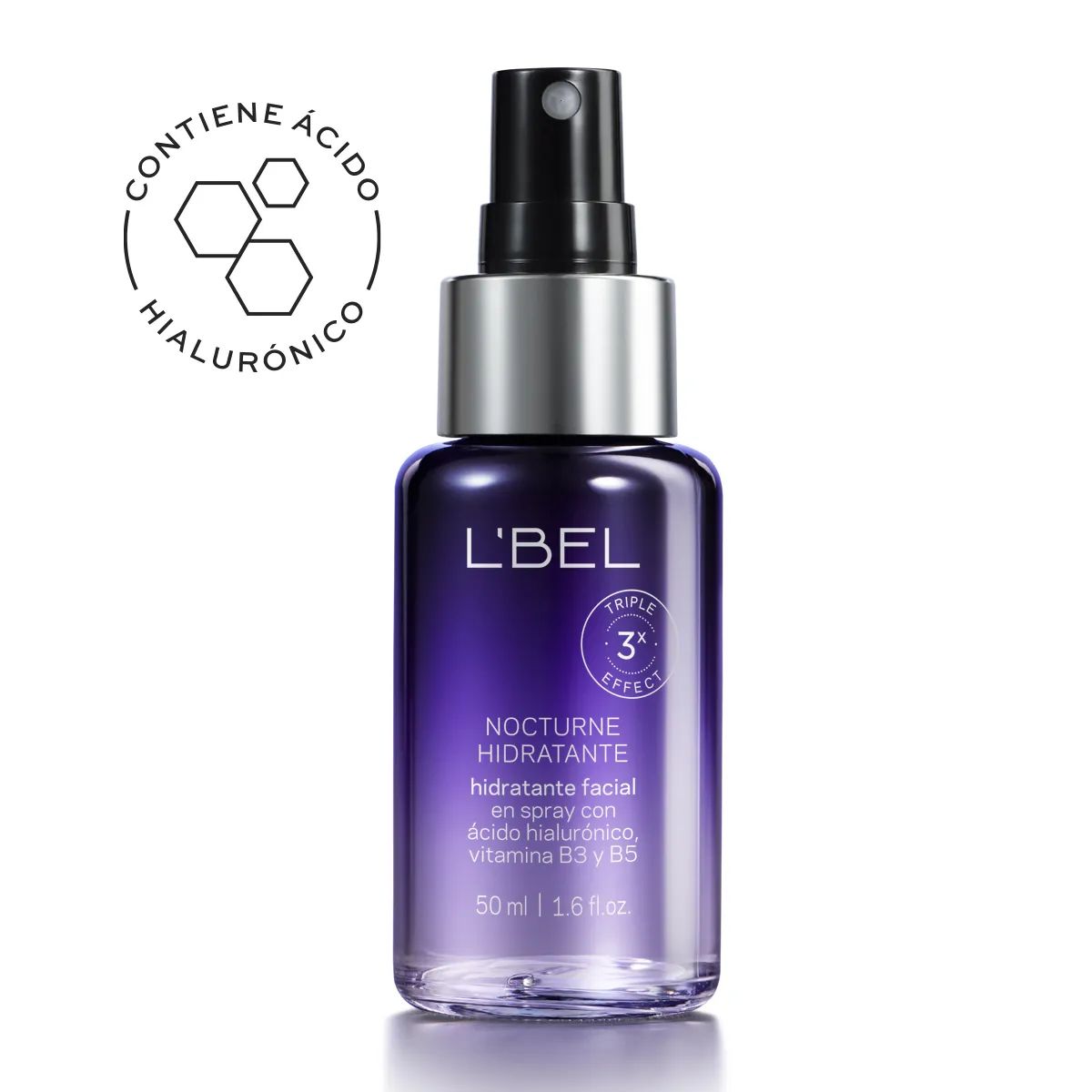 LBEL - Nocturne Hidratante Facial en spray con ácido hialurónico, vitamina B3 y B5 50 ml