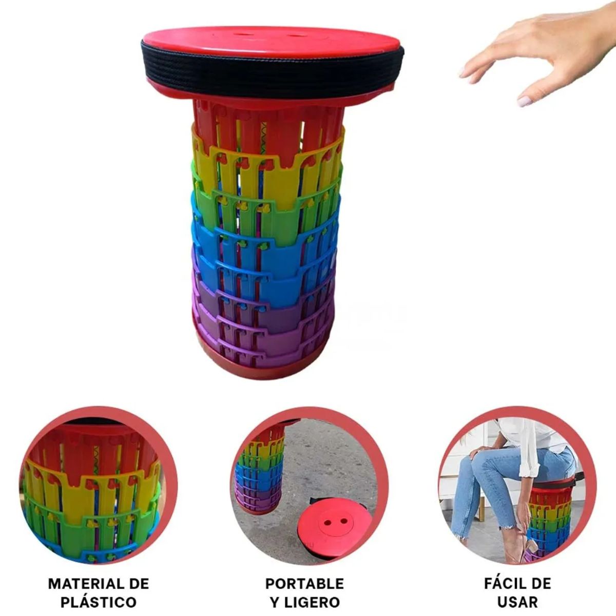 GENERICO - Silla Plegable Con 3 Seguros Con Centro Color Multicolor - Aleatorio