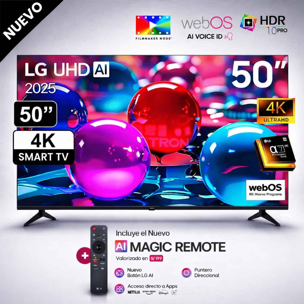 LG - Televisor Lg 50 Pulg Ultra HD 4K AI ThinQ 50UA7300PSB Modelo  + Control Magic 2025