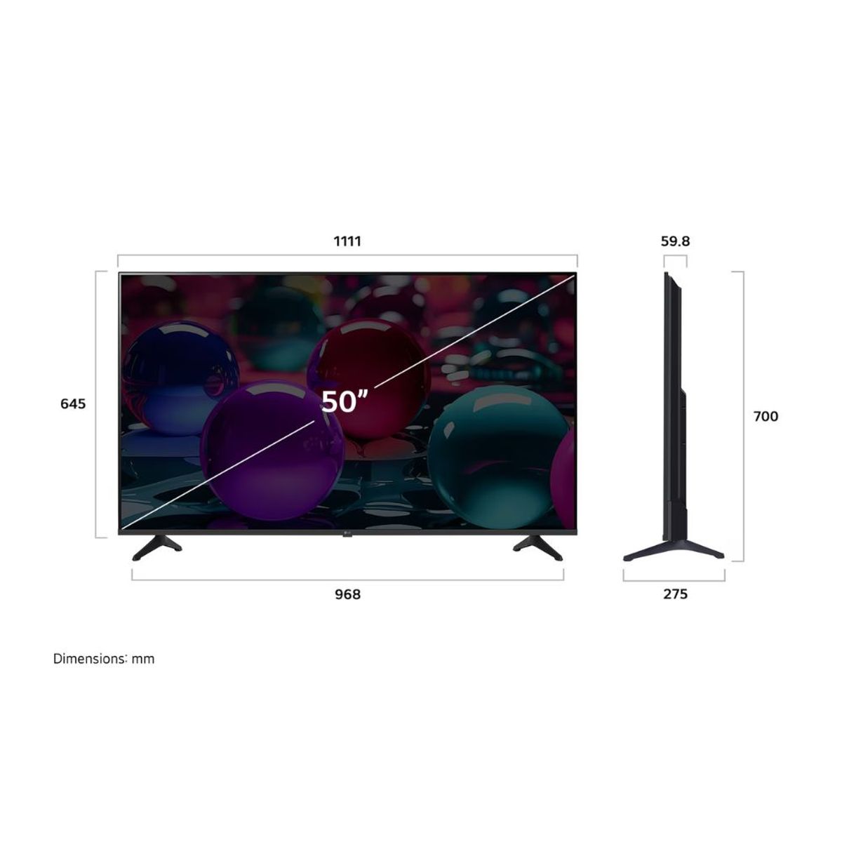 LG - Televisor Lg 50 Pulg Ultra HD 4K AI ThinQ 50UA7300 Modelo 2025- Negro