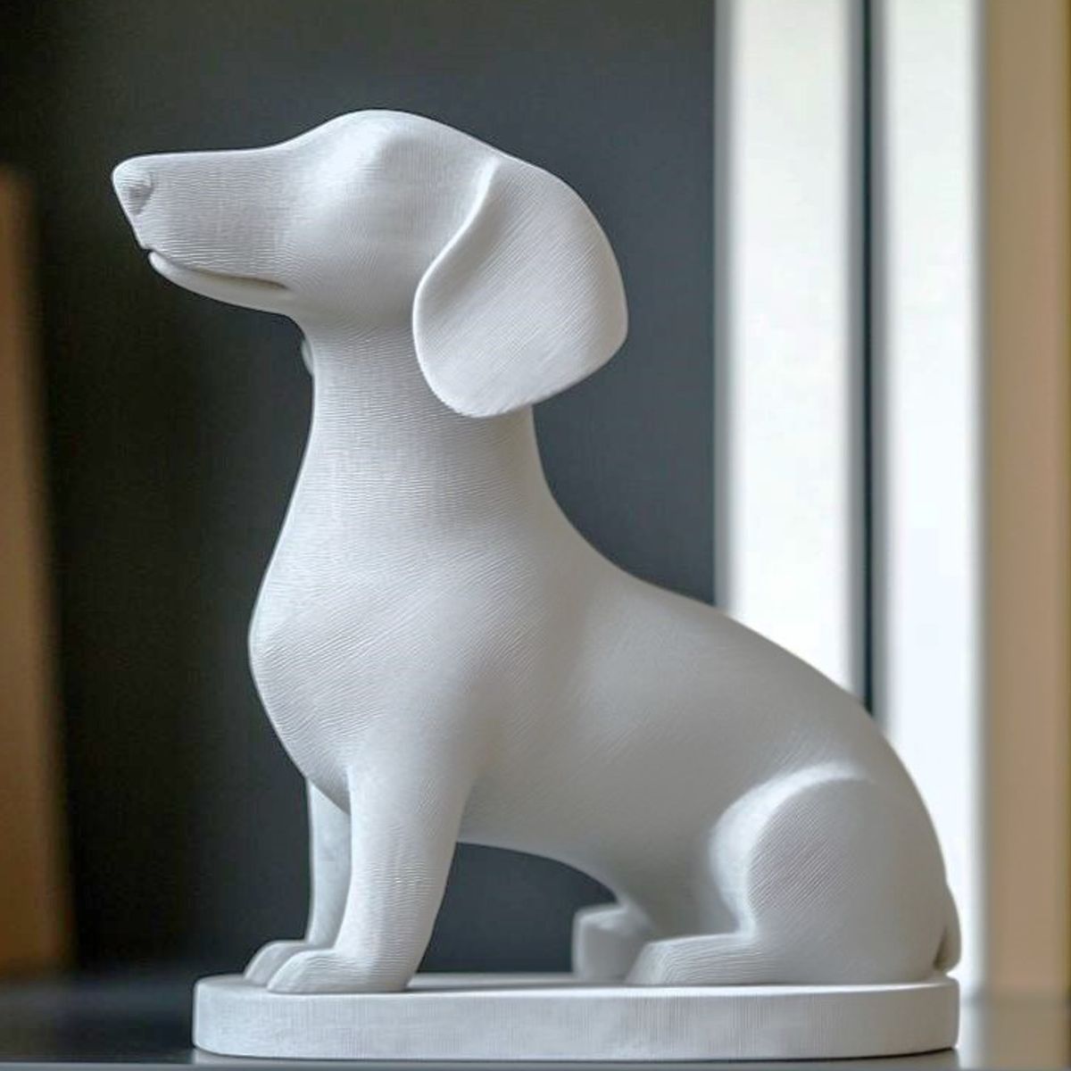 GENERICO - ADORNO EXCLUSIVO PERRO SALCHICHA BLANCO 23cm x 11cm x 22cm