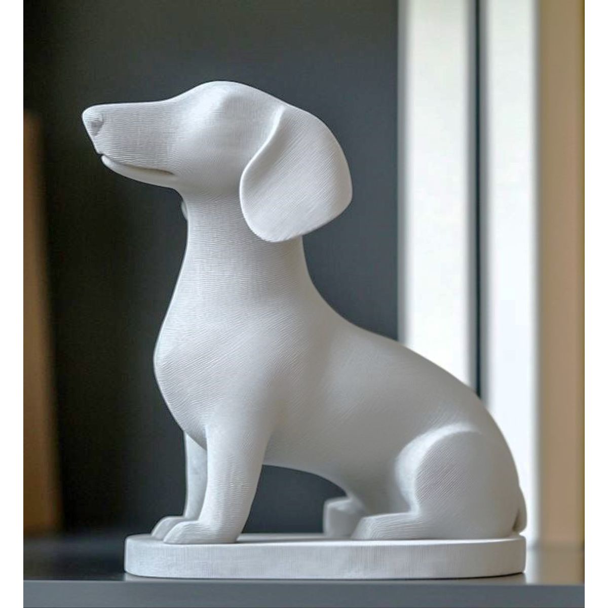 GENERICO - ADORNO EXCLUSIVO PERRO SALCHICHA BLANCO 23cm x 11cm x 22cm