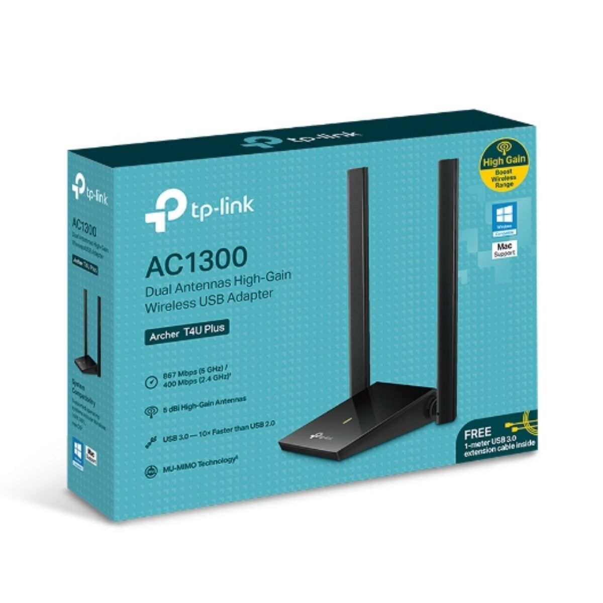 TP LINK - Adaptador de Red TP-Link Archer T4U Plus USB 3.0 Wi-Fi 5 Doble Banda