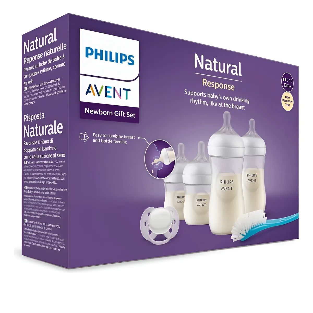 AVENT - Set De Regalo Avent Natural 3.0 4 Biberones Chupon Escobilla