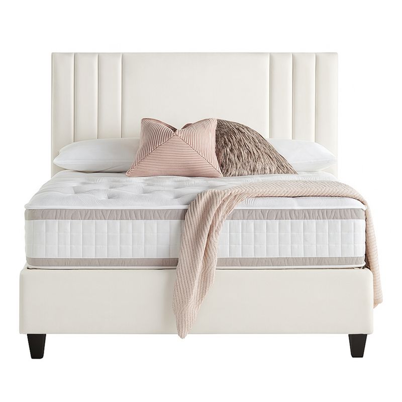 GENERICO - Cama Tapizada Listón Alba Ivory 2 Plazas