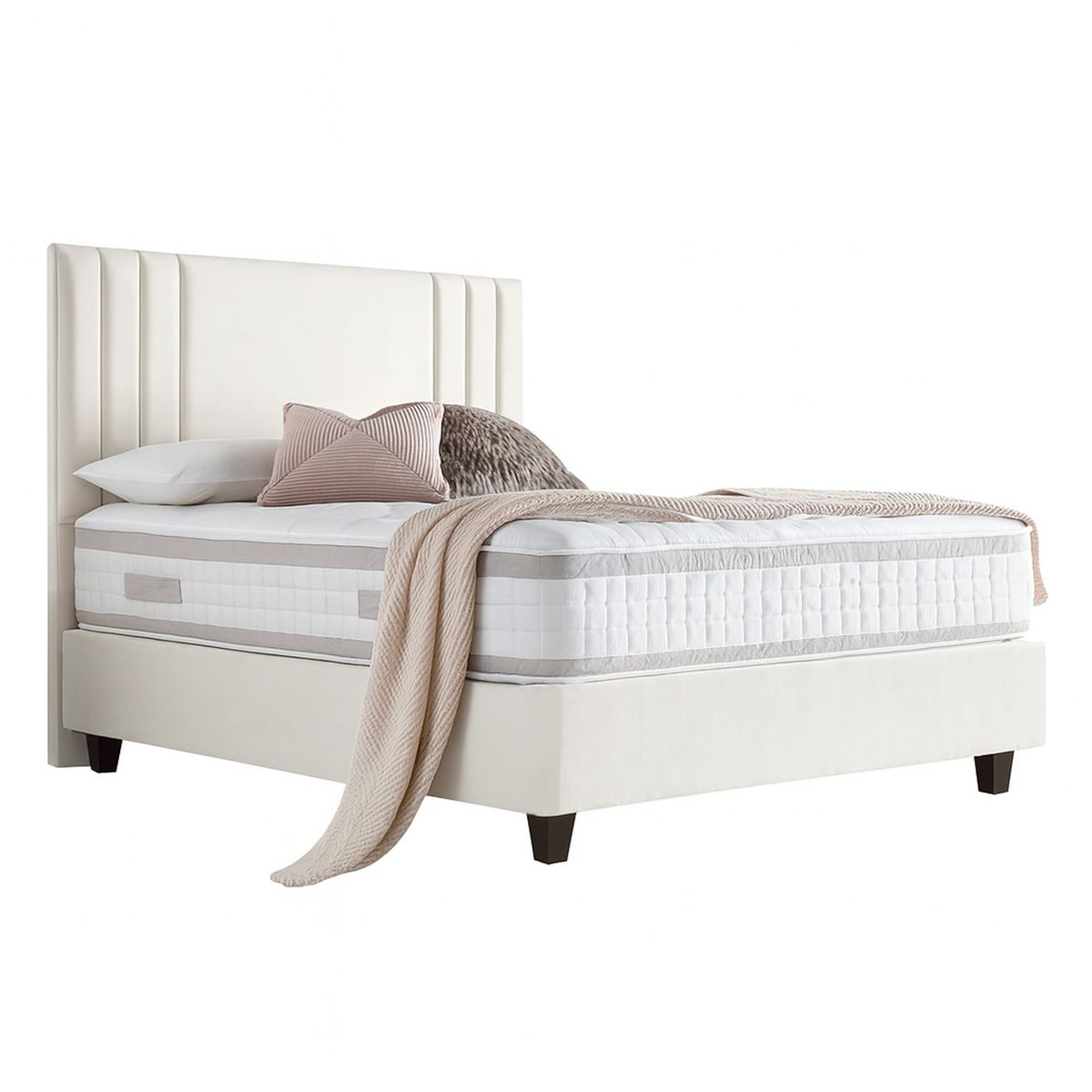 GENERICO - Cama Tapizada Listón Alba Ivory Queen