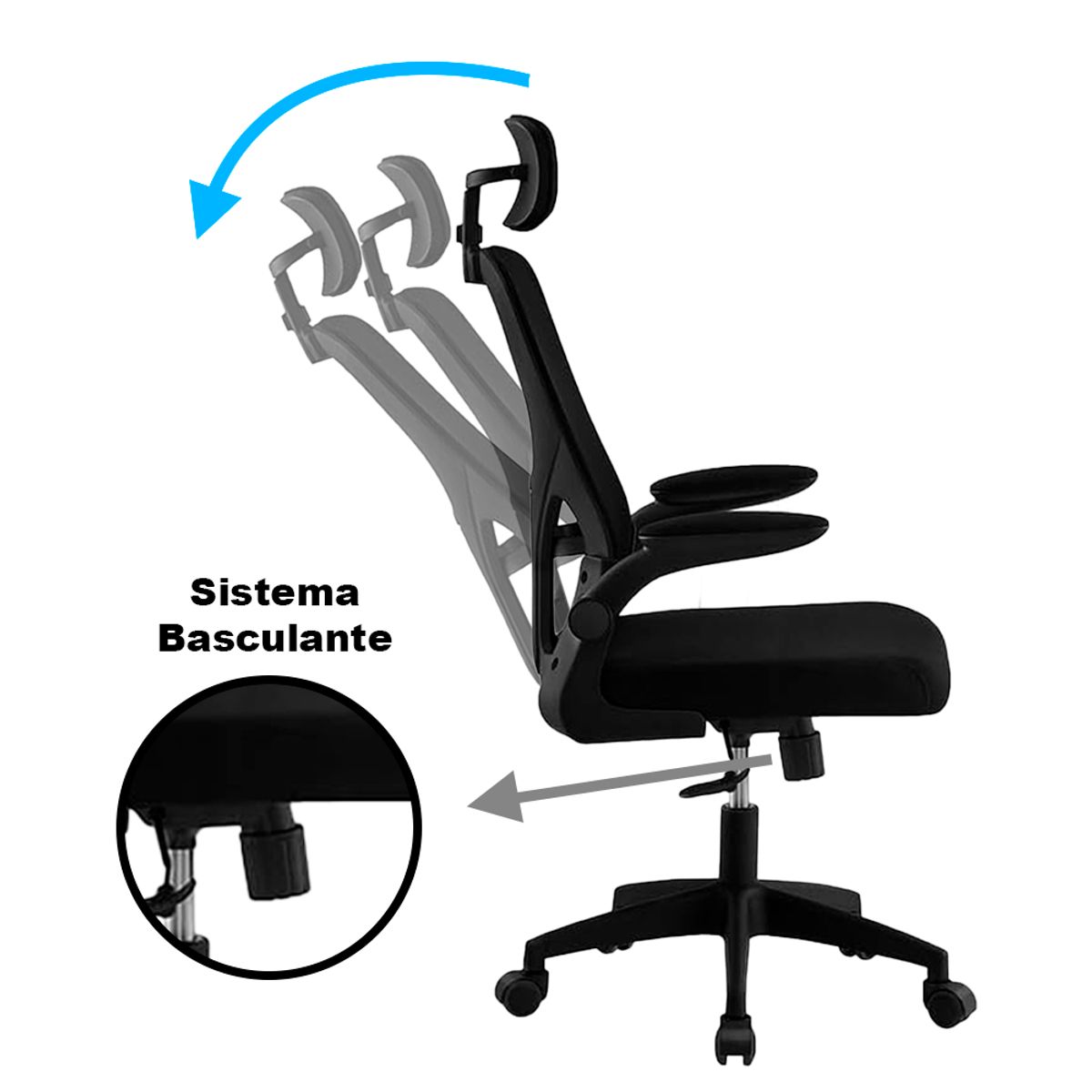 INIUS - Silla de Oficina Ergonomica con Soporte Lumbar Guss - Negro