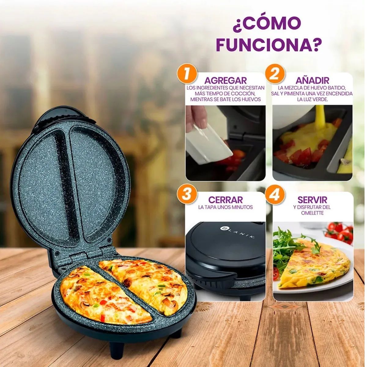 BLANIK - Maquina Para Hacer Omelette Blanik Con Placas Antiadherentes