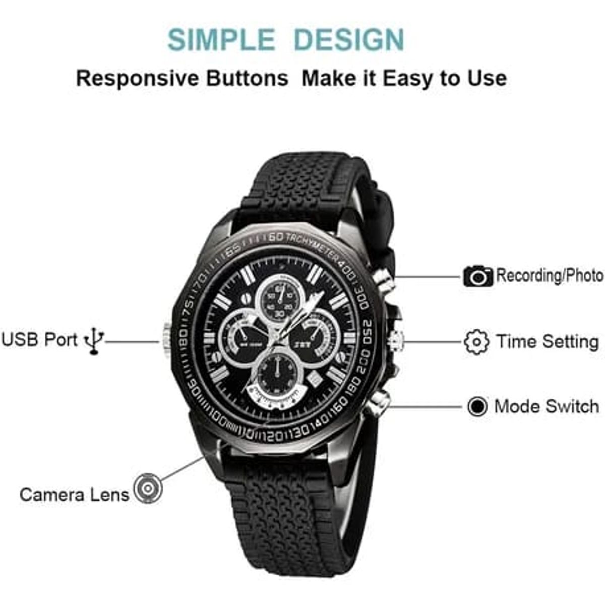 OEM - Reloj Espía Negro HD