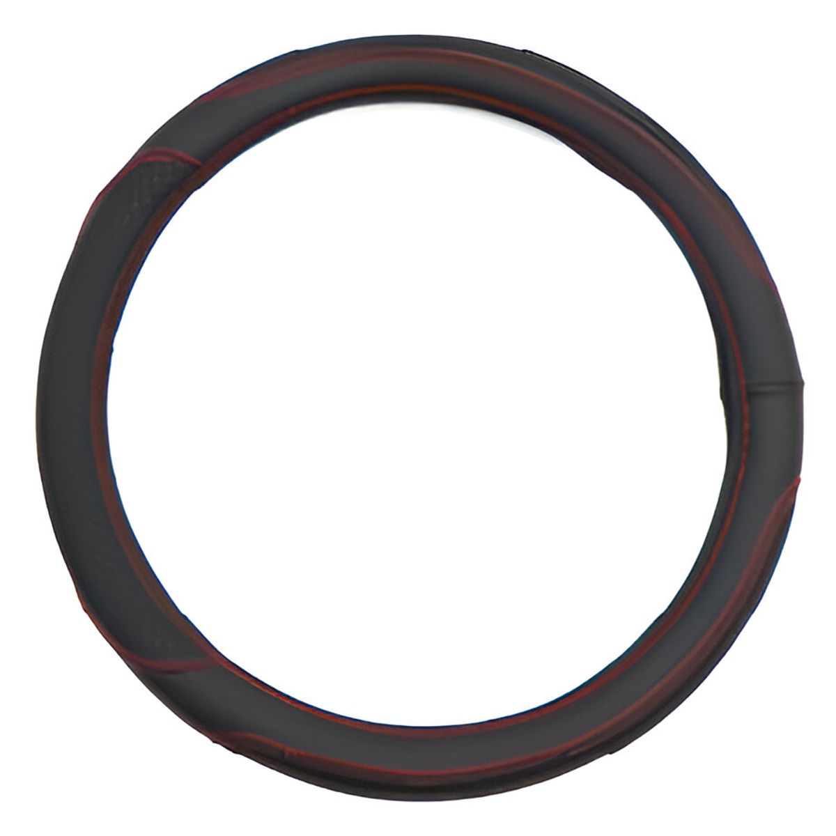 GENERICO - Forro de Timón Cuero PU Negro con Hilos Rojos