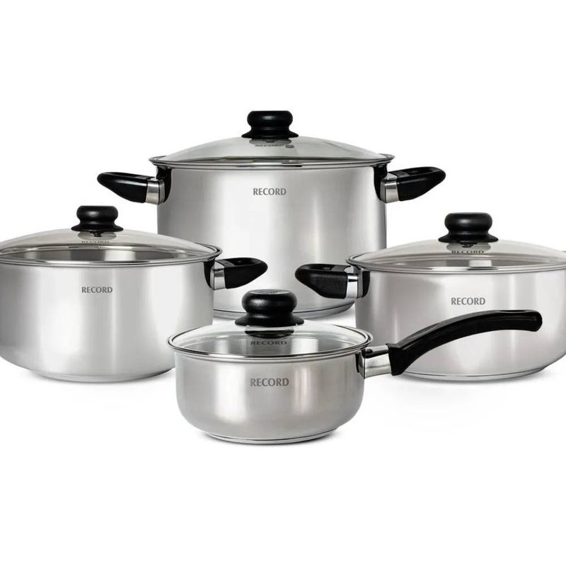 RECORD - Juego de Ollas Morelia Acero Inoxidable 8pzas