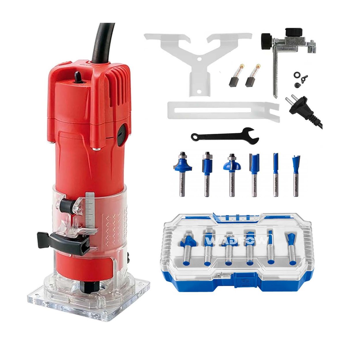 REDBO - RUTEADORA 6MM 1/4 REDBO DE PALMA + SET DE 6 FRESAS 6MM