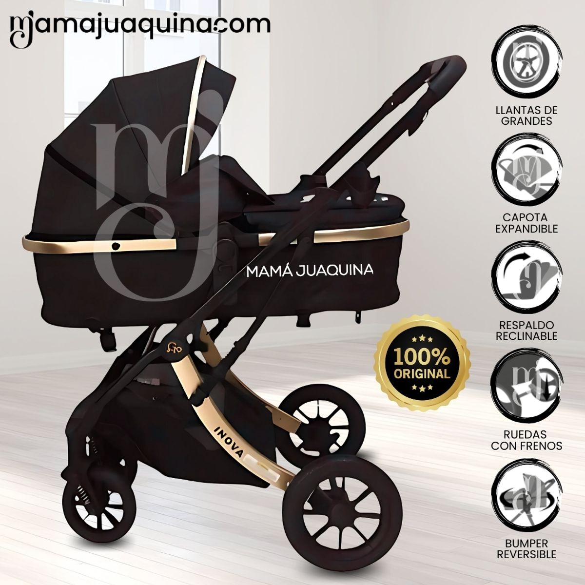 Baby - Coche Moisés Travel System «INOVA PLUS» de Lujo Black